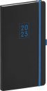 náhled Kapesní diář Nox 2023, černý / modrý, 9 × 15,5 cm