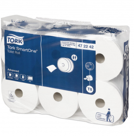 detail Toaletní papír Tork SmartOne - T8, 2vrstvý, bílý recykl,6 rolí