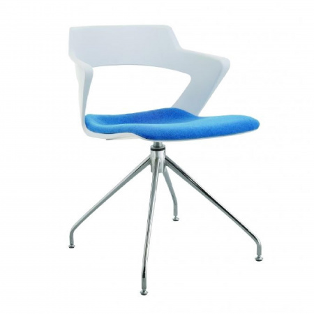 detail Kon.židle AOKI 2160 TC Style, plast bílá + čal.sedák modrá YN 202