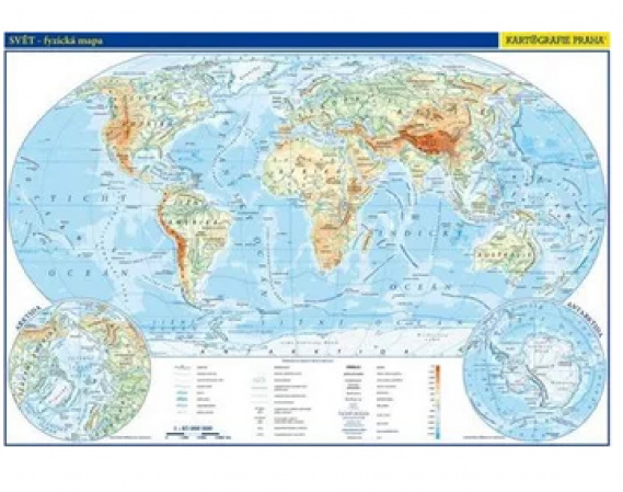 detail Mapa příruční Svět fyzická+politická A3 1:85000000