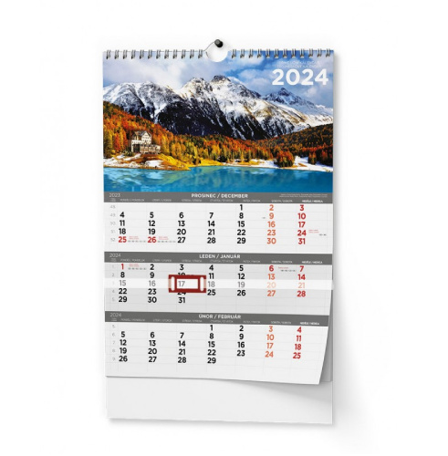 Kalendář nástěnný Tříměsíční obrázkový s mezinárodními svátky/dočasně nedostupn