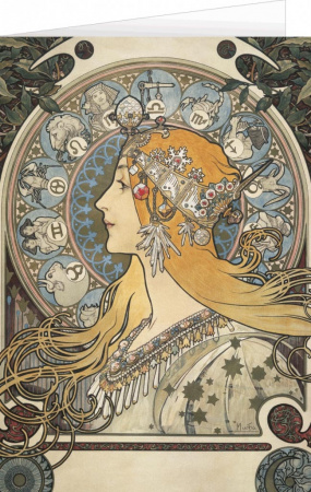 detail Blahopřání Alfons Mucha – Zodiac