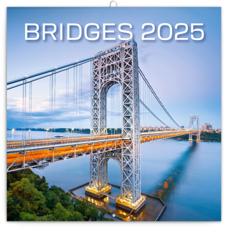 detail Poznámkový kalendář Mosty 2025, 30 × 30 cm
