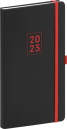 náhled Kapesní diář Nox 2023, černý / červený, 9 × 15,5 cm