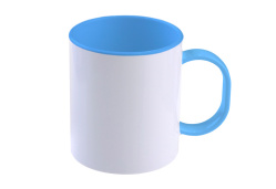 Hrnek polymerový 11 Oz s barevným vnitřkem a uchem - světle modrý