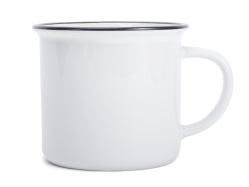 Keramický hrnek s černým lemem imitující smalt