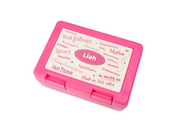 Svačinová krabička s potisknutelným štítkem - růžová