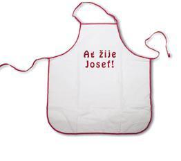 detail Zástěra pro potisk - bílá s červeným lemem