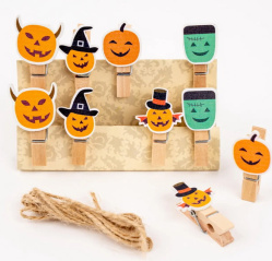 Dřevěné kolíčky Halloween Shapes Dýně 10ks - dočasně vyprodáno