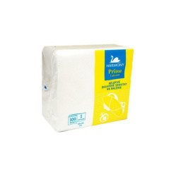 Ubrousky jednovrstvé 33x33 Harmony bílé (100ks) /E