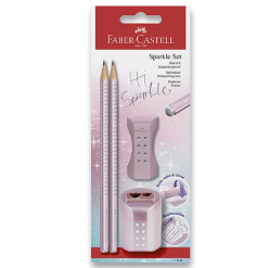 Tužka B č.1 grafitová Faber-Castell Sparkle set Cosmic Rose + ořezávátko a pryž