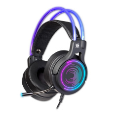 Sluchátka s mikrofonem Defender Cosmo Pro RGB, černá, ovládání hlasitosti