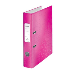Pořadač A4 5cm páka Leitz WOW lamino růžový/E