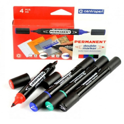 Popisovač permanentní Centropen 1666 oboustranný sada 4ks/E
