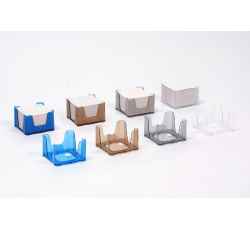 Blok kostka nelepená 9x9x6cm stojánek transp. modrý