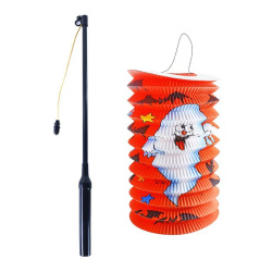 Lampion s hůlkou 39cm Halloween válec 15cm svítící /E