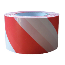 Páska nelepící výstražná PVC 80mm x 200m červeno bílá/E