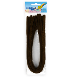 Drát plyšový 50 cm tmavě hnědý 10ks /E