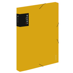 Mapa s gumou Box A4 3cm PP Verde hořčicová /o