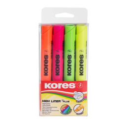 Zvýrazňovače Kores High liner PLUS sada 4ks