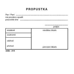 Propustky MSK A7/100 listů/214 /E