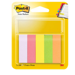 Bloček samolepicí 15x50 mm 5x100l Post-it barevný mix /E