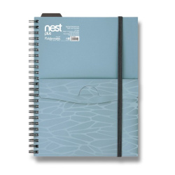 Blok spirála A5 linka 80 listů Nest Foldermate s kapsou modrý