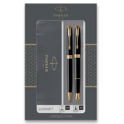 Sada plnicí pero a kuličkové pero Parker Sonnet Black GT /E
