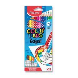 Pastelky trojhranné MAPED 12KS color peps oops s pryží /E