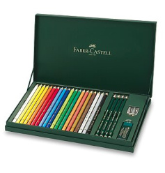 Pastelky umělecké Polychromos F-C dárková sada 20ks+4 tužky,ořezávátko a pryž/E