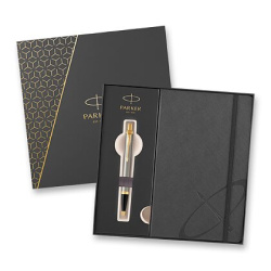 Dárková sada kuličkové pero Parker IM Brushed Metal GT a zápisník /o