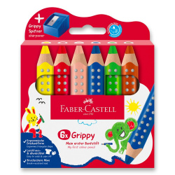 Pastelky F-C Grippy s ořezávátkem 6 ks / E