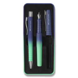 Sada plnicího a kuličkového pera Faber-Castell Poly Ball Flow Buzzing Blue