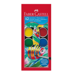 Vodové barvy Faber-Castell 12 barev průměr 30mm /E