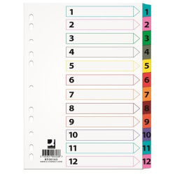 Rozlišovač papírový Q-connect A4 barevný okraj sada 1-12 12ks