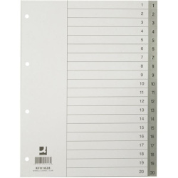 Rozlišovač plastový A4 Q-connect bílošedé sada 1-20