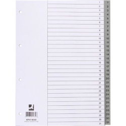 Rozlišovače plastové A4 Q-connect bílošedé sada 1-31