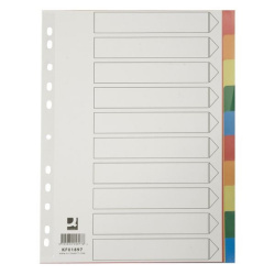 Rozlišovače plastové Q-Connect - A4, s barevným okrajem, 10 listů