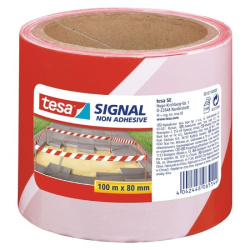 Páska PVC výstražná nelepící Tesa 80mm x 100m červeno bílá