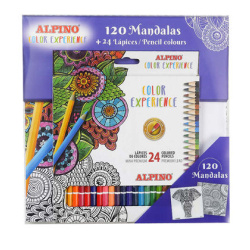 Pastelky Alpino sada - omalovánky 120ks mandal+pastelky 24ks /E