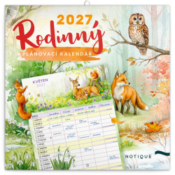 Nástěnný kalendář 2027 Zvířátka rodinný plánovací