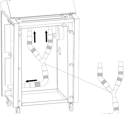 detail Perforátor kartonu KOBRA FLEXPACK s kompletním systémem sběru prachu DCS-500