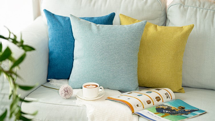 detail Lněný povlak na polštář 40 x 40 cm - zelená