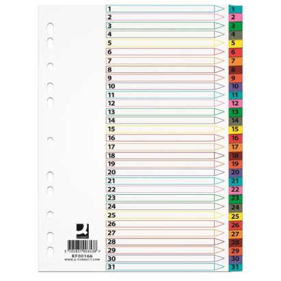 Rozlišovač papírový Q-connect A4 barevný okraj sada 1-31 31ks