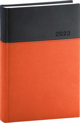 Denní diář Dado 2023, oranžovočerný, 15 × 21 cm