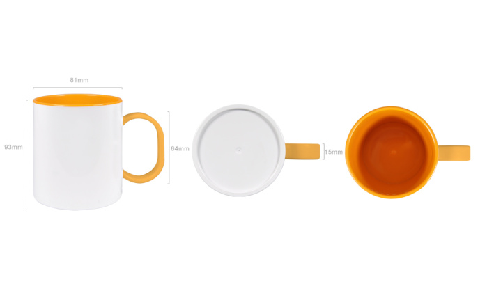 detail Hrnek polymerový 11 Oz s barevným vnitřkem a uchem - oranžový