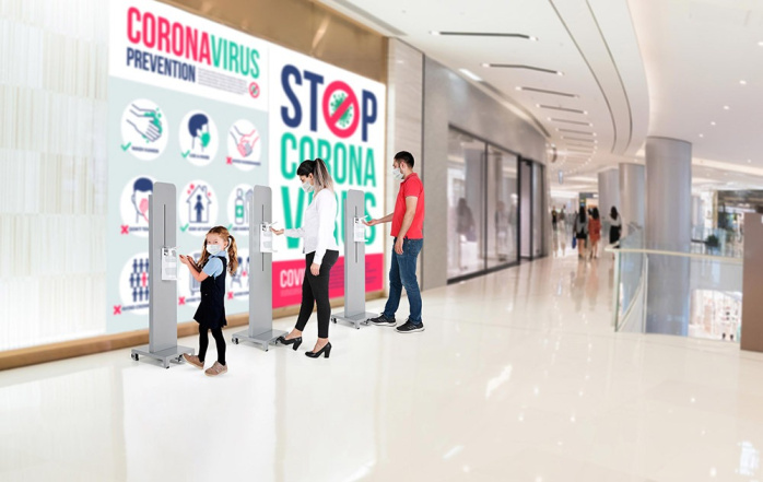 detail Stojan na dezinfekci s nožním ovládáním - šedý