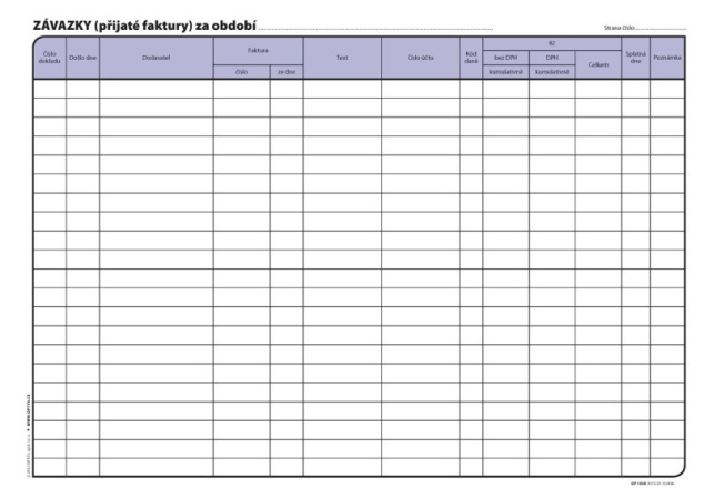 detail Kniha pohledávek a závazků OPTYS /E