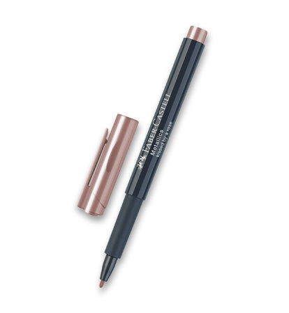 detail Popisovač permanentní Faber-Castell metalický růžový