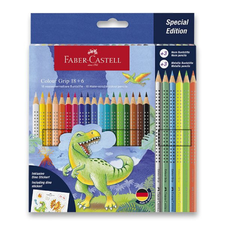 detail Pastelky Faber-Castell Colour Grip Dinosaurus 18+6